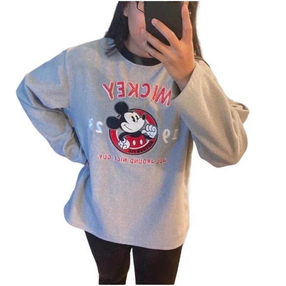 Disney Mickey Mouse 1928 gray fleece Sz M - Picture 1 of 5